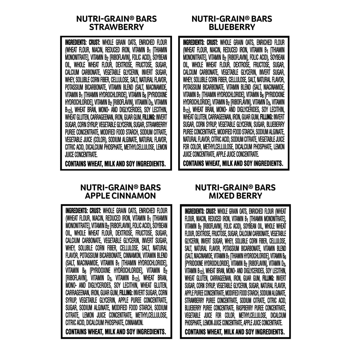 Nutri-Grain Soft Baked Breakfast Bars, Kids Snacks, Whole Grain, Variety Pack (4 Boxes, 32 Bars)