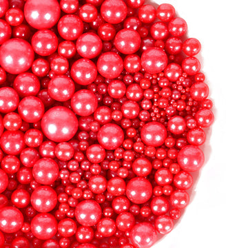 Kasvan Red Pearl Sugar Sprinkles - Edible Candy Pearls 130G/4.58 Oz, Mix Size, Baking Cake Decorations, Ice Cream Toppings And C
