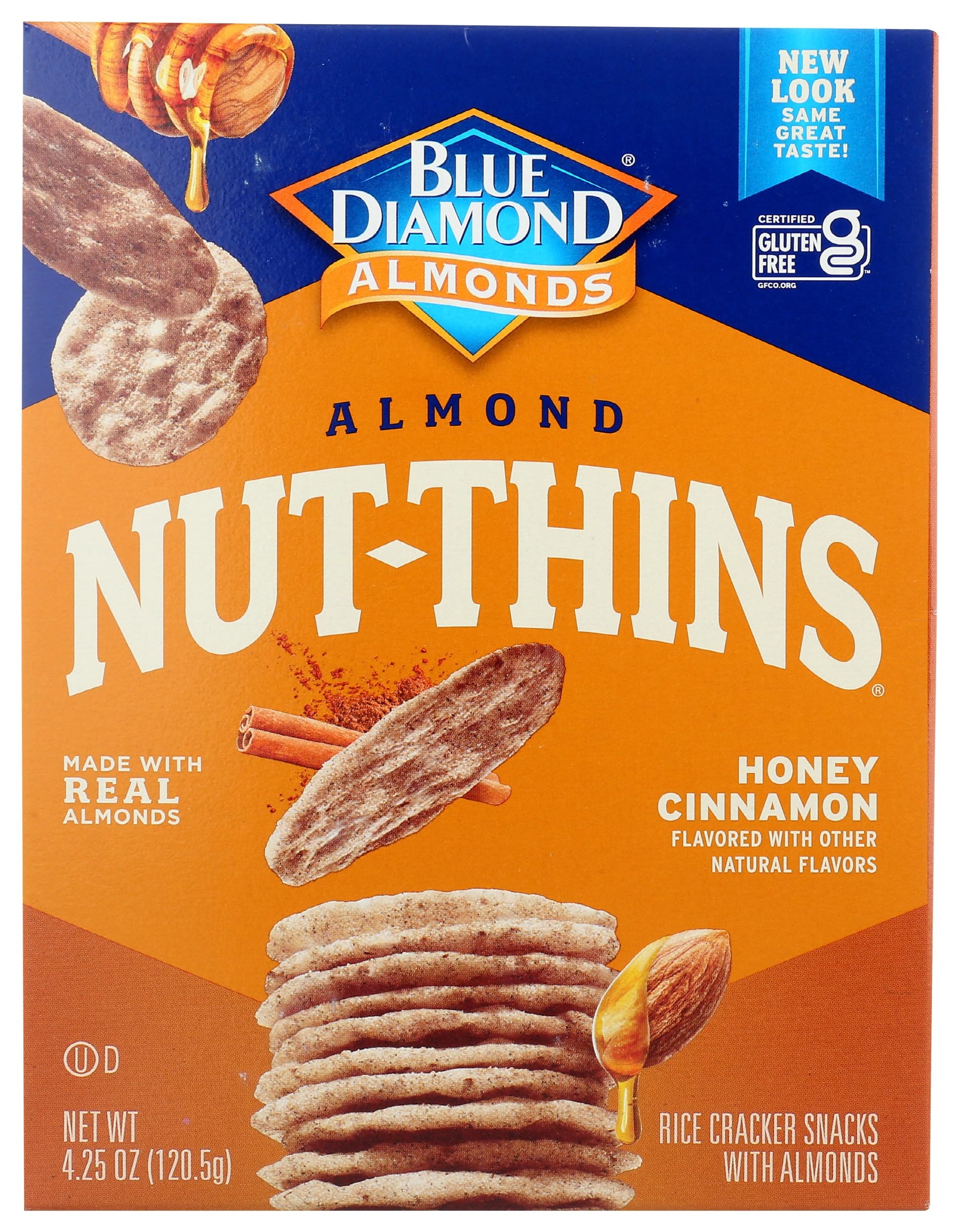 Blue Diamond Almonds, Nut-Thins Gluten Free Cracker Crisps, Honey Cinnamon, 4.25 Ounce