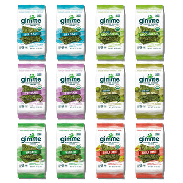 Gimme Seaweed Organic Roasted Seaweed Sheets - New 6 Flavor Variety Pack - 12 Count (5g) - Keto, Vegan, Gluten Free - Great Sour