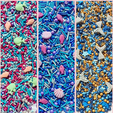 Decoratingconfect Under The Sea Sprinkle Mix Set - Starfish, Shell & Fishes -5 Assorted Pastel Blends For Cake, Cupcake & Cookie