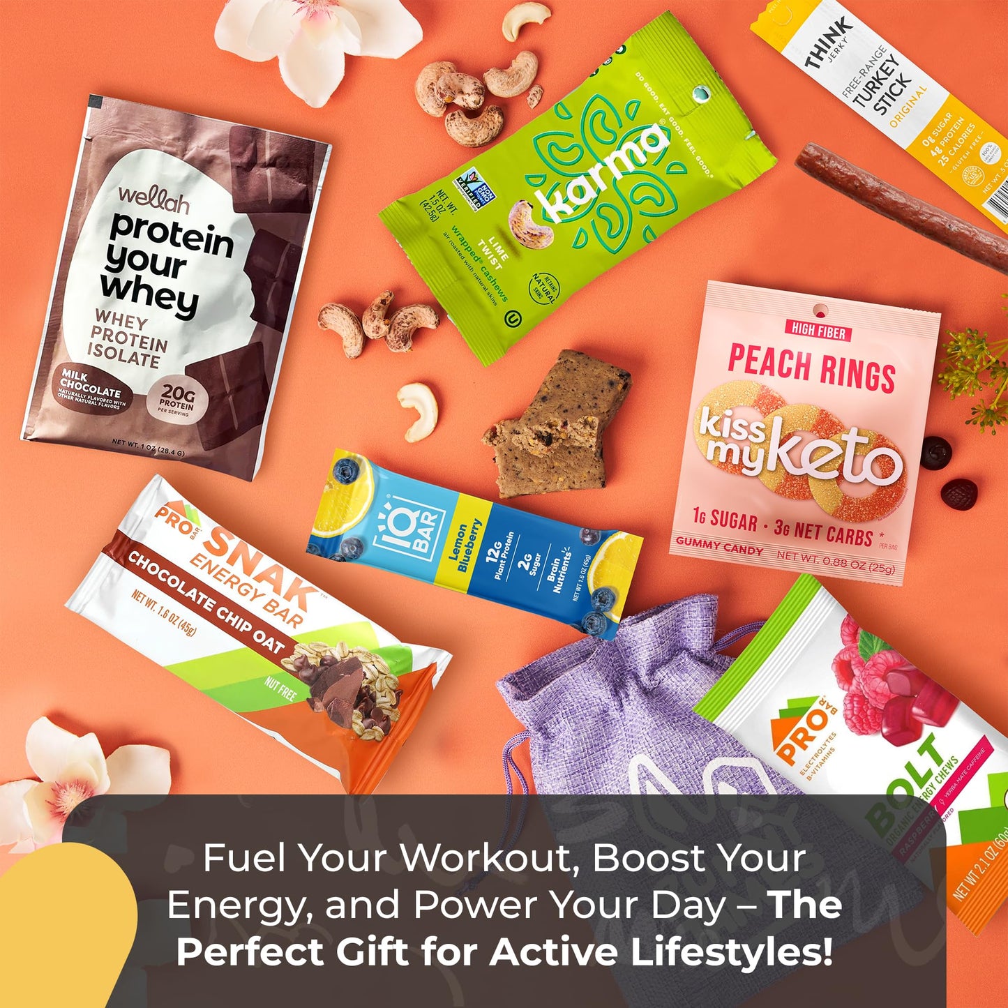 Healthy Fitness Snacks Gift Bag- Curated Assortment Of High Protein Snacks - Ideal Gifts For Gym Lovers, Men, Women, And Health-Conscious Mature-Themeds