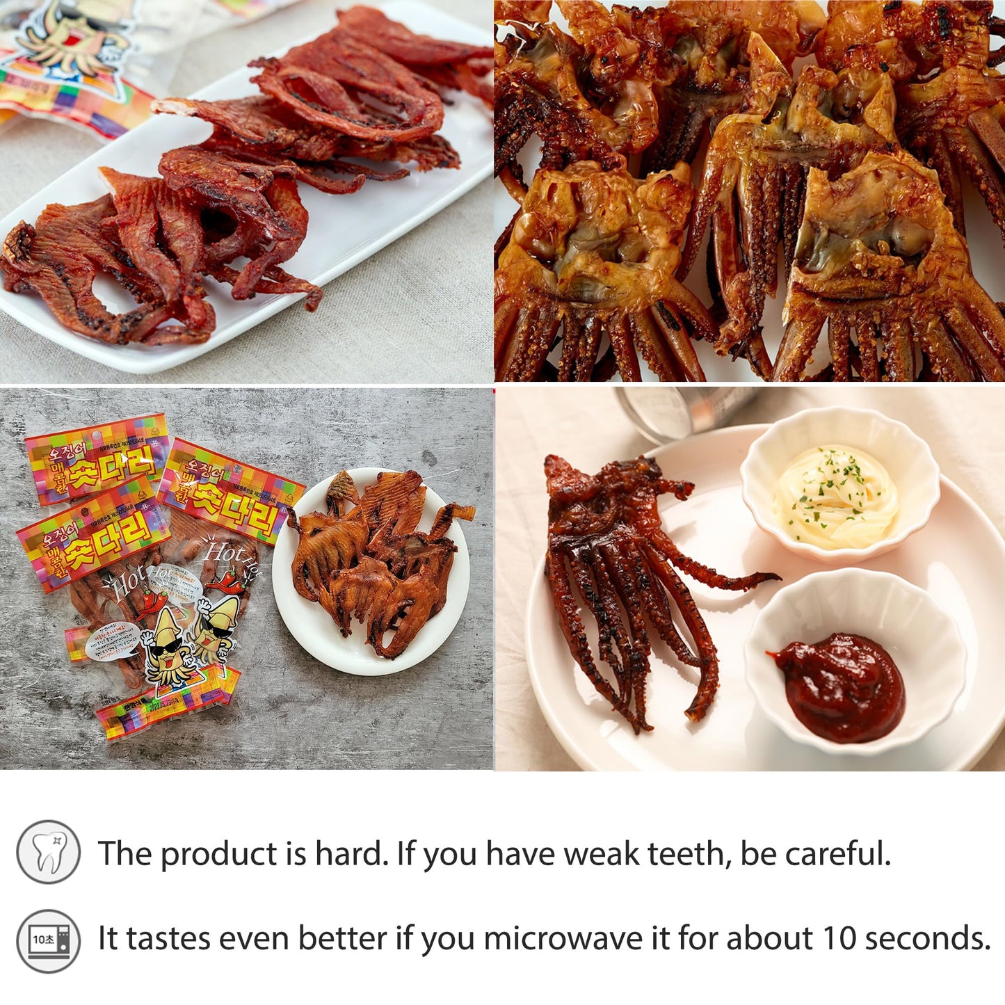 Sookwang K-Food Dried Squid Legs Only Legs Hot Flavor Snack Sweet And Savory Seasoned (0.7Oz X 10 Packs) Chewy Calamari Korean S