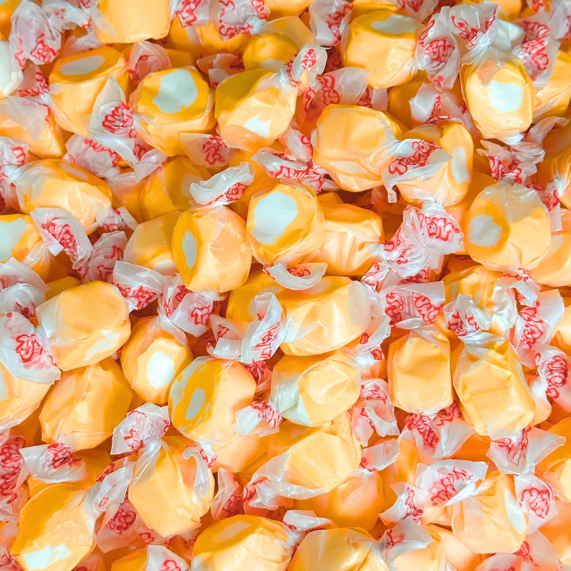 Premium Tangerine Saltwater Taffy Chewy Candies Classic, Zesty Fruit Flavor Bulk 1 Lb Bag 60+ Pieces Individually Wrapped, Nut &