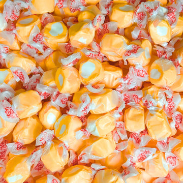 Premium Tangerine Saltwater Taffy Chewy Candies Classic, Zesty Fruit Flavor Bulk 1 Lb Bag 60+ Pieces Individually Wrapped, Nut &