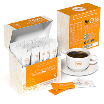 Reishi Mushroom Black Coffee By Fusion Foods™ | All Natural Unadulterated Reishi Mushroom Ganoderma | Robust Aroma & Taste - 30 Counts