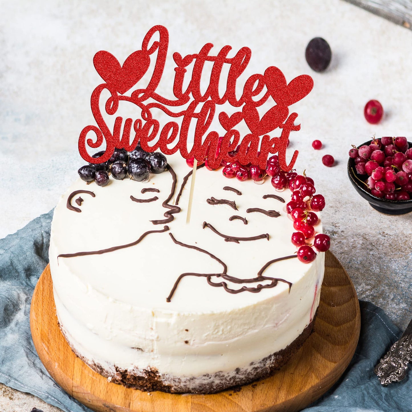 Gyufise 1Pc Little Sweetheart Cake Topper Glitter Happy Valentine'S Day Cake Topper Decoration For Valentine Theme Birthday Brid