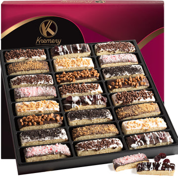 KREMERY Creamy Chocolate Cravings - Rosh Hashana & Shana Tova Chocolate Covered Biscotti Cookies Gift Basket (24 Count) Birthday