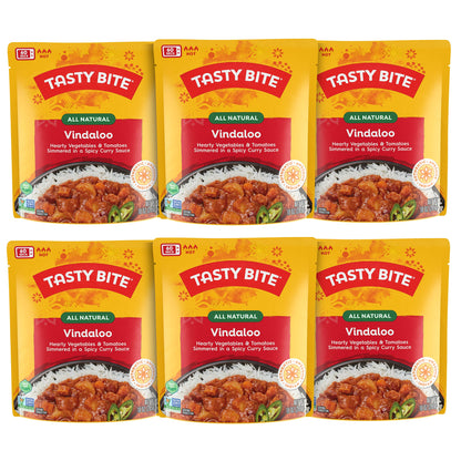 Tasty Bite Hot & Spicy Vindaloo, 10 Ounce, Pack of 6, Ready to Eat, Microwavable Entree, Sweet & Sour, Vegetarian
