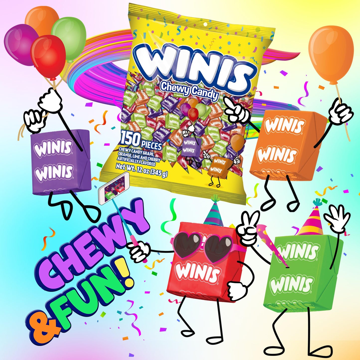 Chewy Candy Winis Original Variety Bag - Taffy Candy 150 individually wrapped pieces- Sharing Size 12 Oz Bag Assorted Halloween