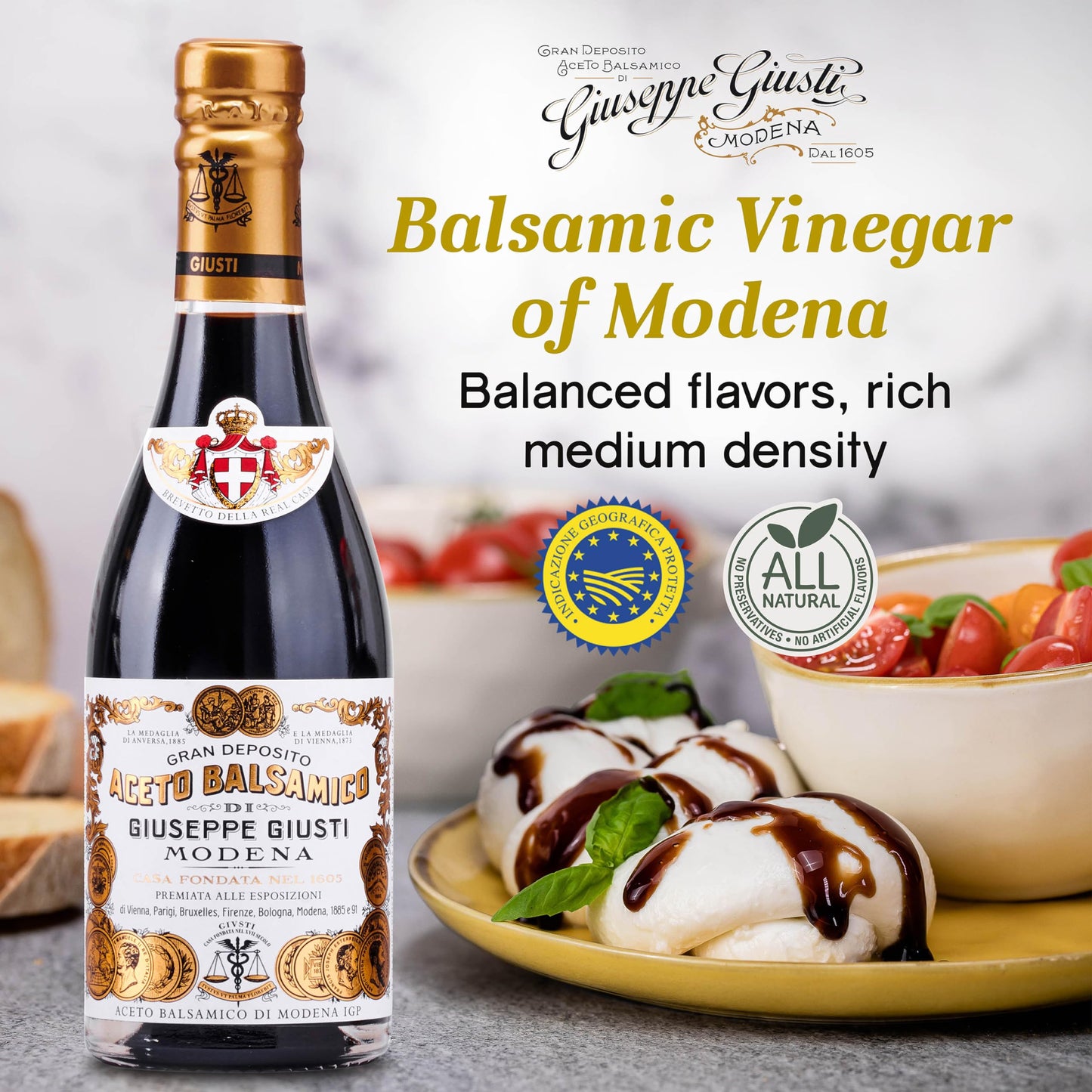 Giusti Aged Balsamic Vinegar of Modena - 8.45 Fl Oz Pack of 2 - Black