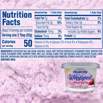 Philadelphia Mixed Berry Whipped Cream Cheese Spread, 7.5 oz Tub