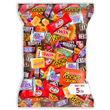 Bulk Chocolate Assortment Variety Pack - Chocolate Candy Variety Pack - 5 lb Bag of Mixed Bulk Chocolate, Milk Chocolate, Dark C