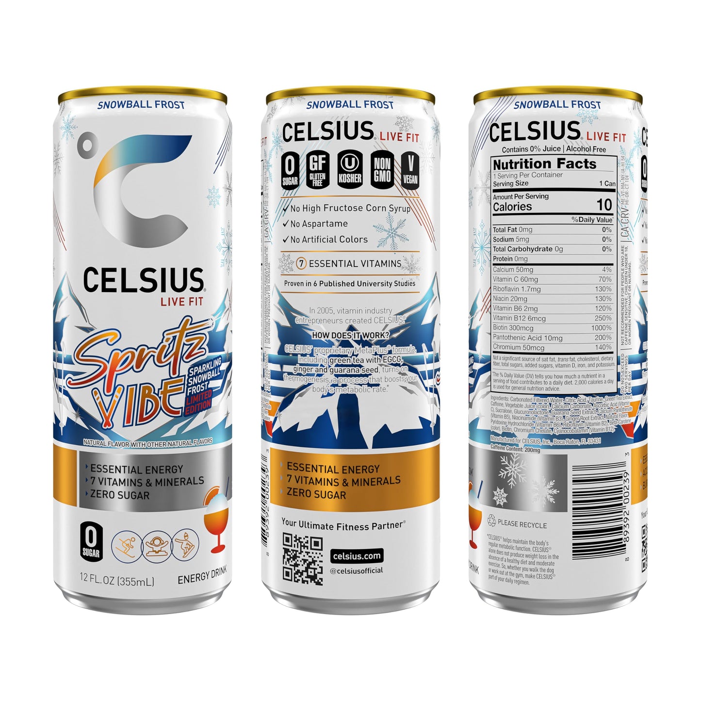 CELSIUS Sparkling Spritz Vibe Limited Edition  Sugar Free Energy Drink  12 Fl Oz (Pack of 12)