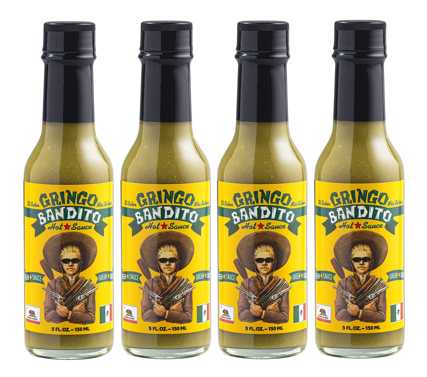 Gringo Bandito Hot Sauce, Green Habanero, 5 Ounce (Pack Of 4)