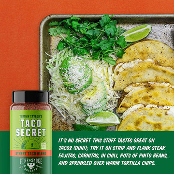 Fire & Smoke Society Taco Secret Taco Seasoning Mix | XL Bottles | Fajita Seasoning Mix, Carnitas, Meat, Mexican Spice Blend | M
