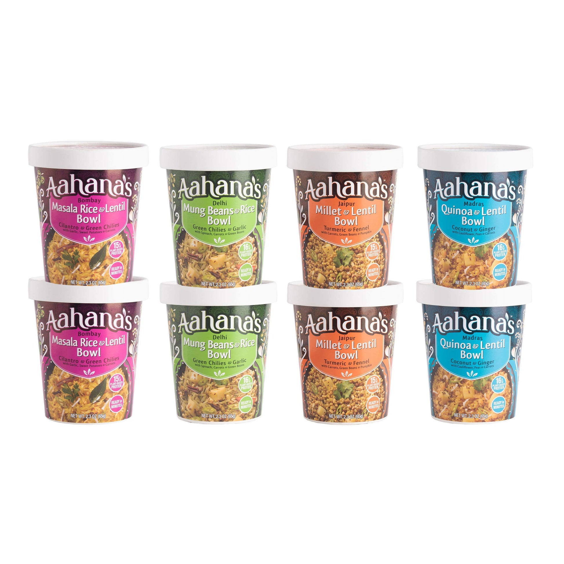 Aahanas Kitchari Lentil & Rice Bowls | Vegan, Gluten-Free | 2.3 oz (Pack of 8) | Plant-Based Protein | Just Add Water