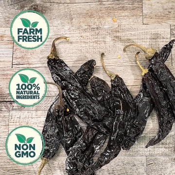 Rico Rico Dried Pasilla Chile Peppers 16 Oz - Premium Pasilla Chiles Secos For Authentic Mexican Recipes - Mild Heat, Resealable
