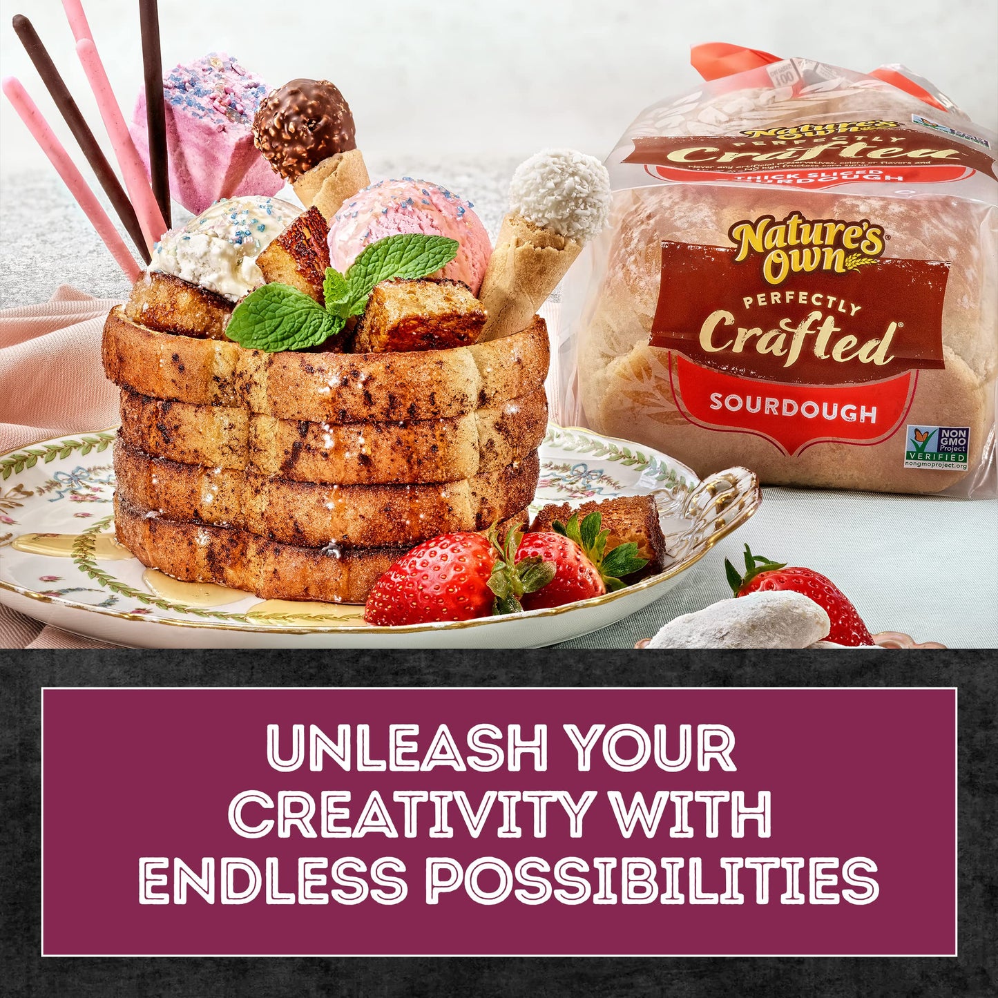 Natures Own Perfectly Crafted Sourdough Bread, Thick Sliced Non-GMO Sourdough Bread, 22 oz Loaf