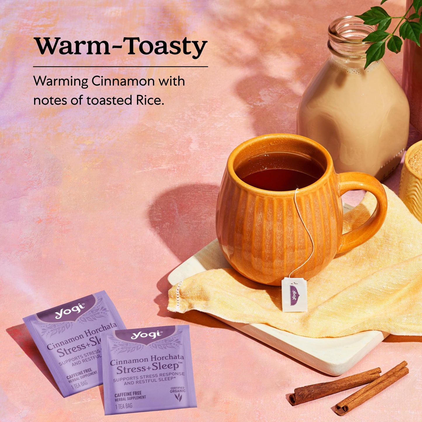 Yogi Tea Organic Cinnamon Horchata - 16 Tea Bags per Pack (4 Packs) - Supports Restful Sleep with Ashwagandha & Passionflower