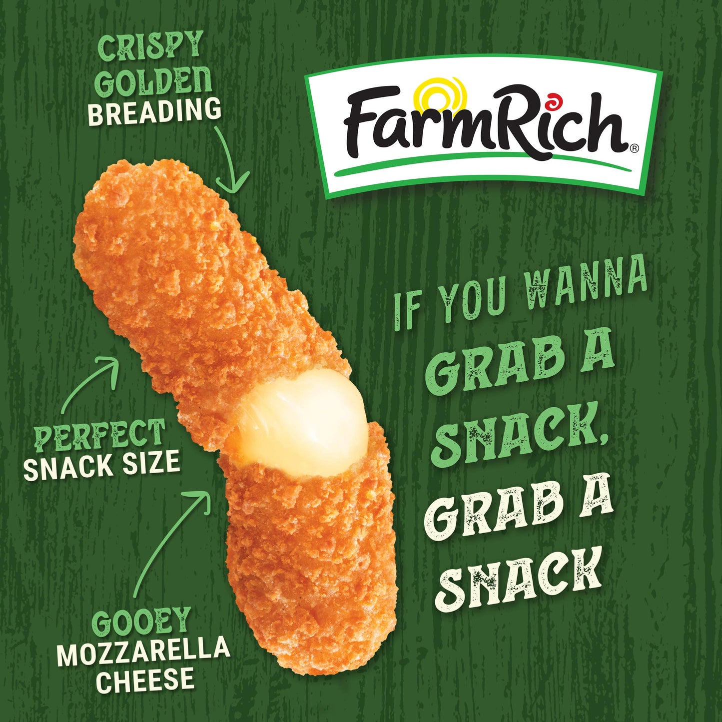 Farm Rich Breaded Mozzarella Cheese Sticks - Delicious Frozen 22 oz Party Appetizer & Snack, Made with 100% Real Mozzarella