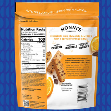 Nonnis Biscotti Style Bite Sized Twice Baked Crispy Cookie Bites - Kosher - 4.8Oz, Dark Chocolate Orange Biscottini (Pack Of 6)