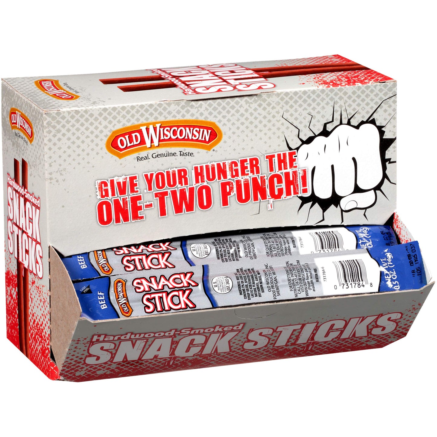 Old Wisconsin Beef Sausage Snack Sticks, Naturally Smoked, High Protein, Low Carb, Keto, 0.5 Ounce, Pack of 42