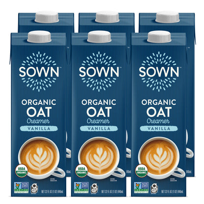 SOWN Organic Oat Creamer Vanilla - Barista Oat Milk Non Dairy Coffee Creamer - Plant Based, Dairy-Free, Vegan, Gluten-Free, Non-
