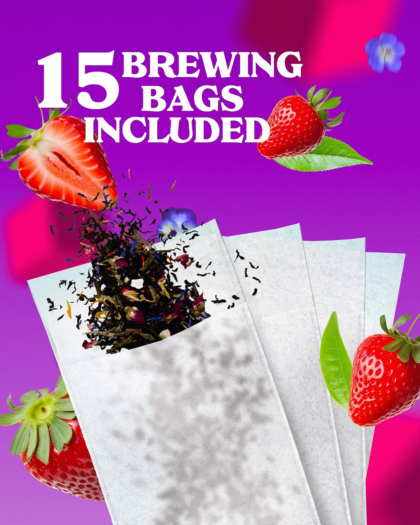 LOVARE Sparkling Splashes Loose Leaf Tea - Black & Green Tea with Strawberry, Goji Berries - 80 g Gift Box with 15 Filters