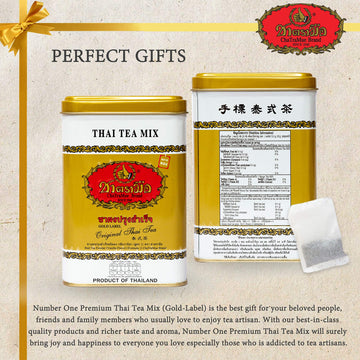 Number One Original Thai Tea Mix Chatramue Thai Tea For Boba Tea, Hot Tea, Iced Tea (Gold Label 50 Tea Bags)