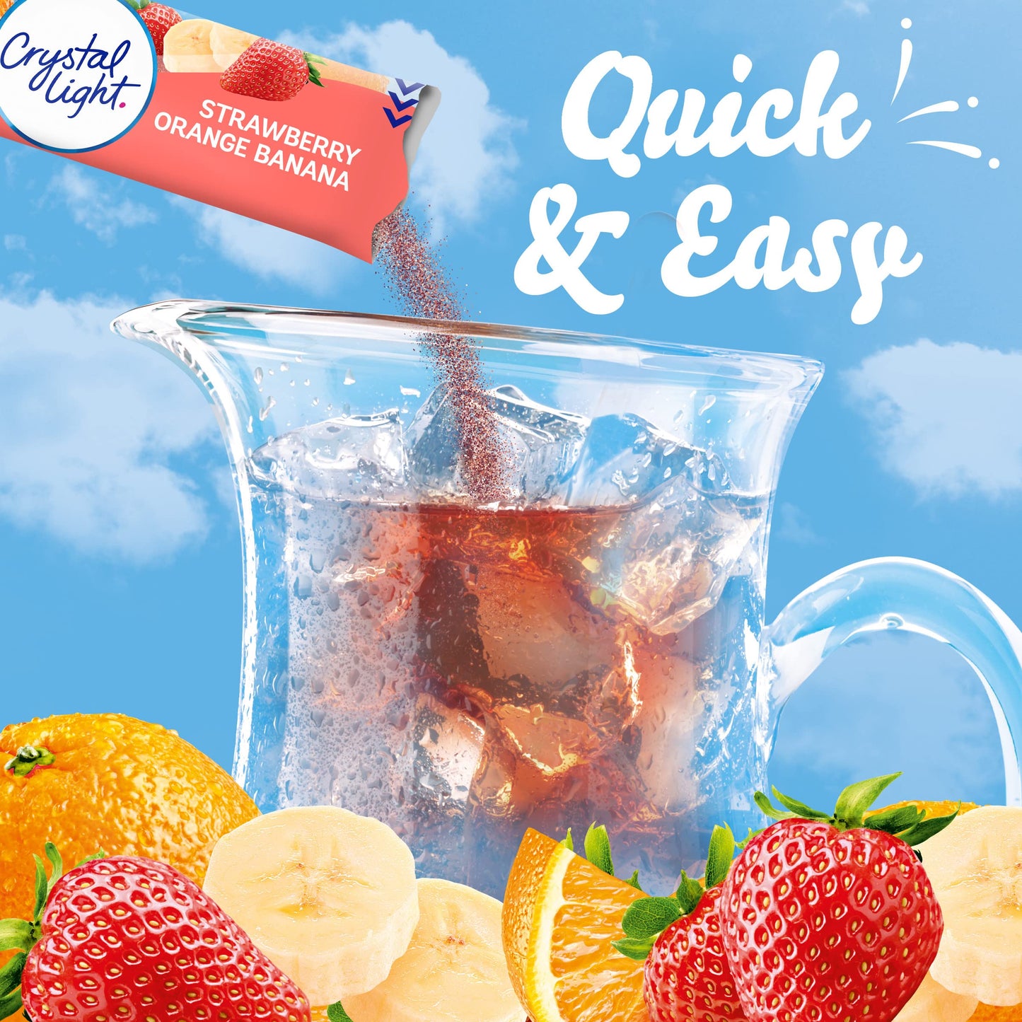 Crystal Light Sugar-Free Strawberry Orange Banana Low Calories Powdered Drink Mix, 72 Count Pitcher Packets