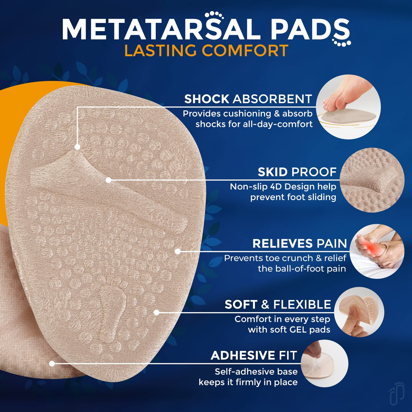 Succure 2 Pair Metatarsal Pads For Women & Men'S - Ball Of Foot Cushions For Women High Heel - Helps With Pain Instantly - 0.12I