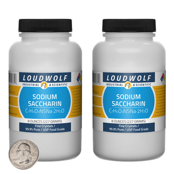 Sodium Saccharin / 1 Pound / 2 Bottles / 99.9% Pure USP Food Grade/Fine Crystals