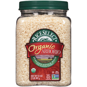 RiceSelect Organic Arborio Rice, Gluten-Free, Non-GMO, 32-Ounce Jar, Natural, for Italian Risotto