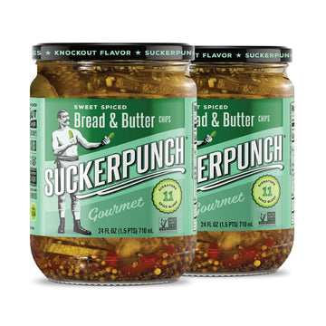 Suckerpunch Gourmet Spicy Bread N' Better Pickle Chips 24 Ounce, 2-Pack