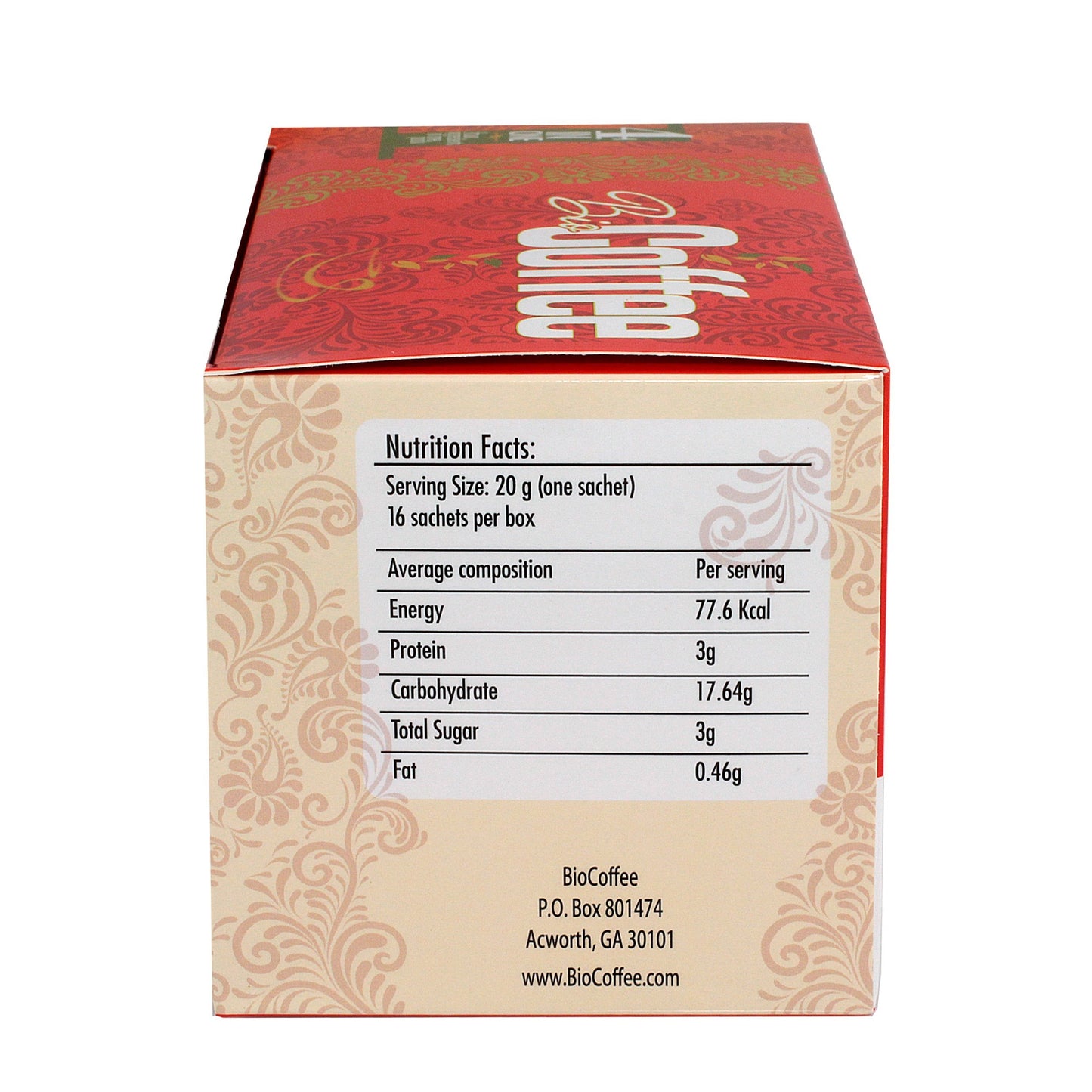 Bio Coffee- First Organic Instant Non-Dairy Alkaline Coffee (2 Boxes, 32 Total Sachets)