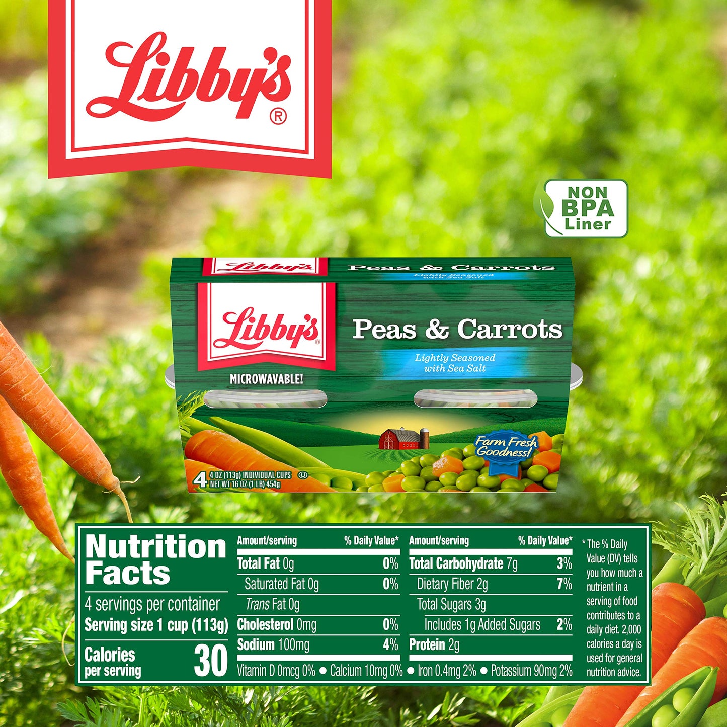 Libby'S Peas And Carrots, (Each 4 Count Of 4 Oz Cups) 16 Oz, Pack Of 4