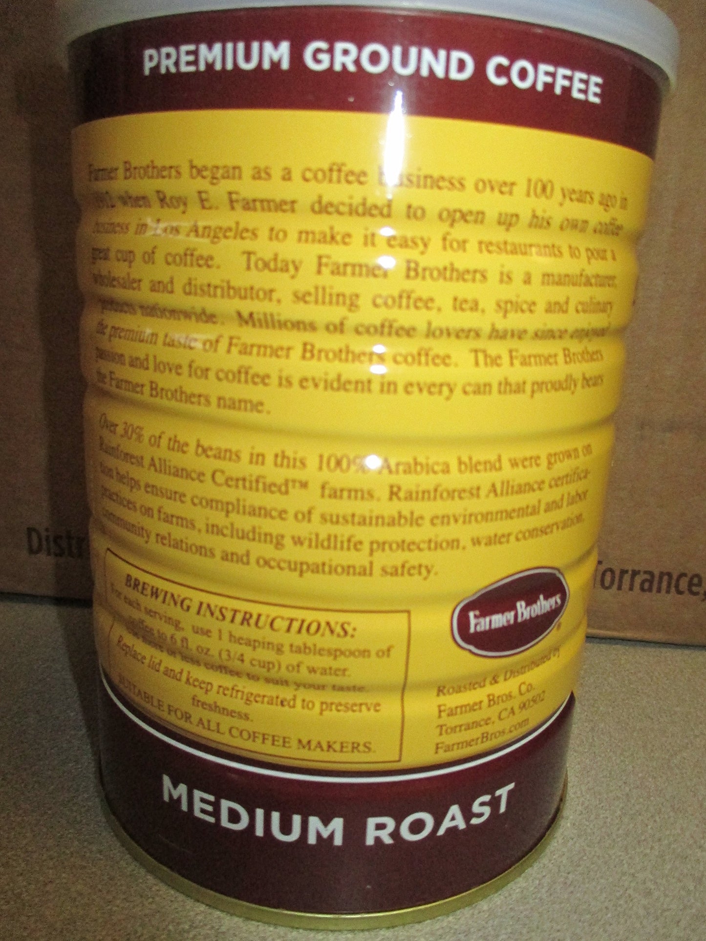 Farmer Brothers 100% Arabica Medium Roast Ground Coffee - Rainforest Alliance Certified (9-Pack)