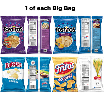 Frito Lay Big Bag Bundle, Dip Chip Variety Pack, (Pack Of 4)