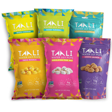 Taali Sweet & Savory Variety Water Lily Pops (6-Pack) - Roasted Fox Nuts Makhana Snack | Crunchy Indian Healthy Snacks | Protein