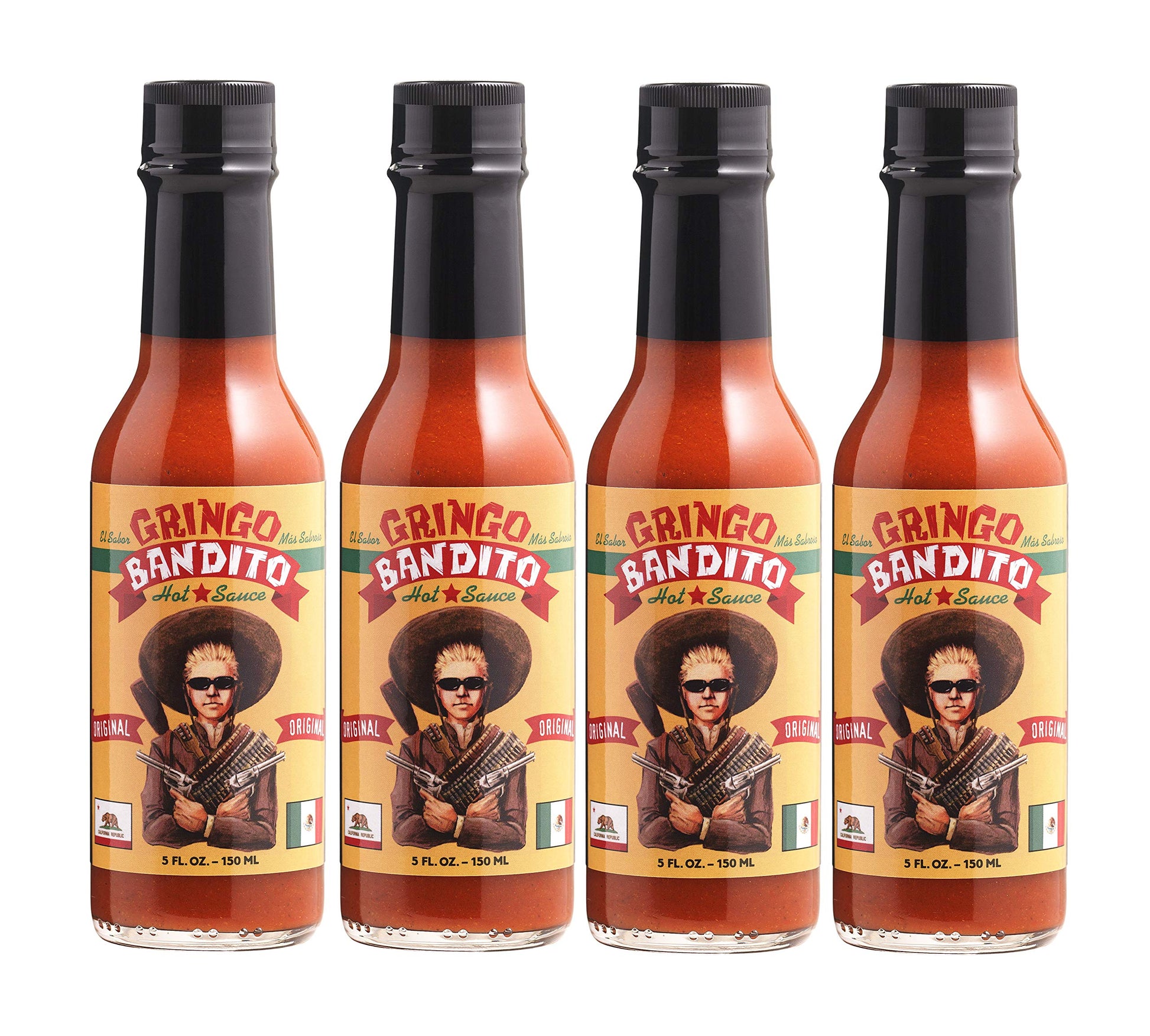 Gringo Bandito Hot Sauce, Original Red, 5 Ounce (Pack Of 4)