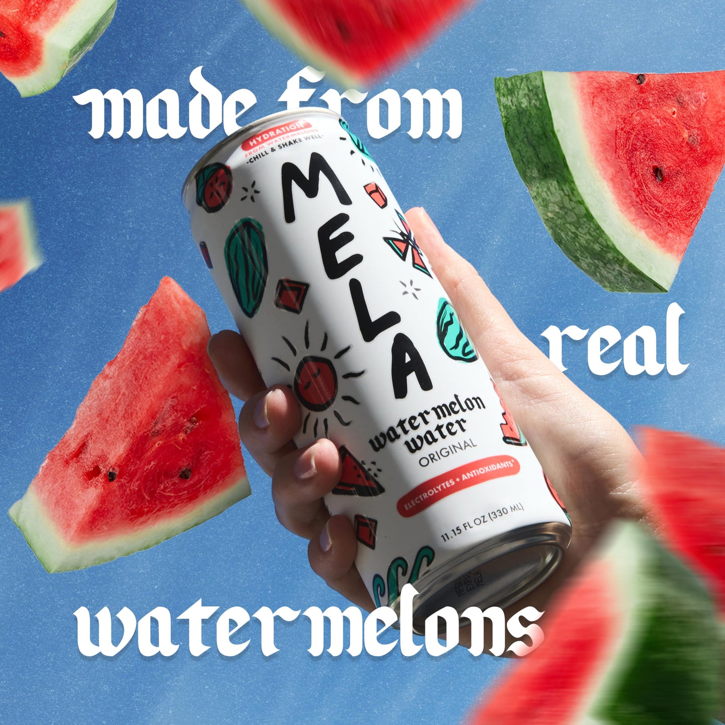 Mela Watermelon Water - Hydrating Juice Drink with Vitamin C, Electrolytes - 11.15 fl oz (Pack of 12) - Non-GMO, Gluten-Free