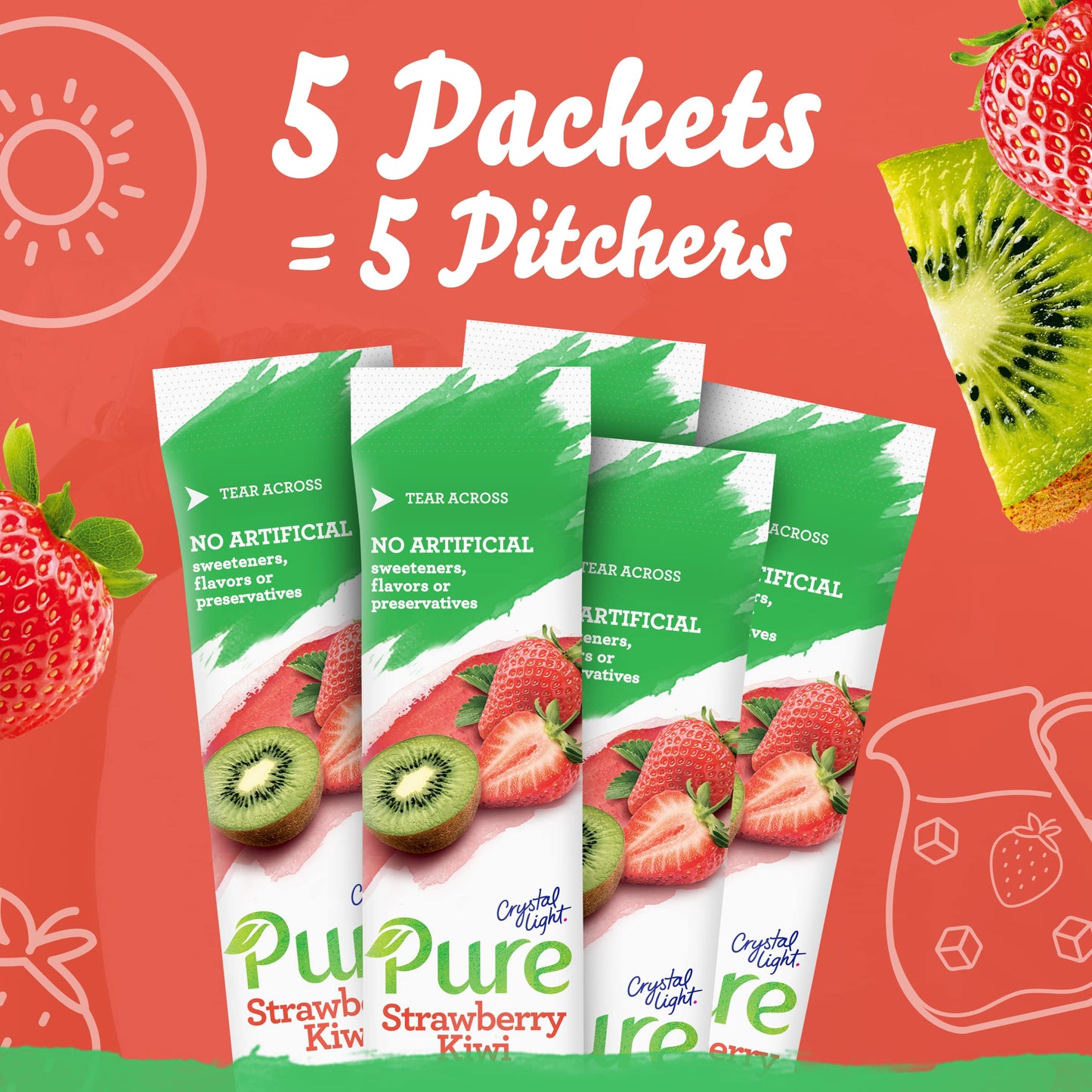 Crystal Light Pure Strawberry Kiwi Drink Mix (5 Pitcher Packets)