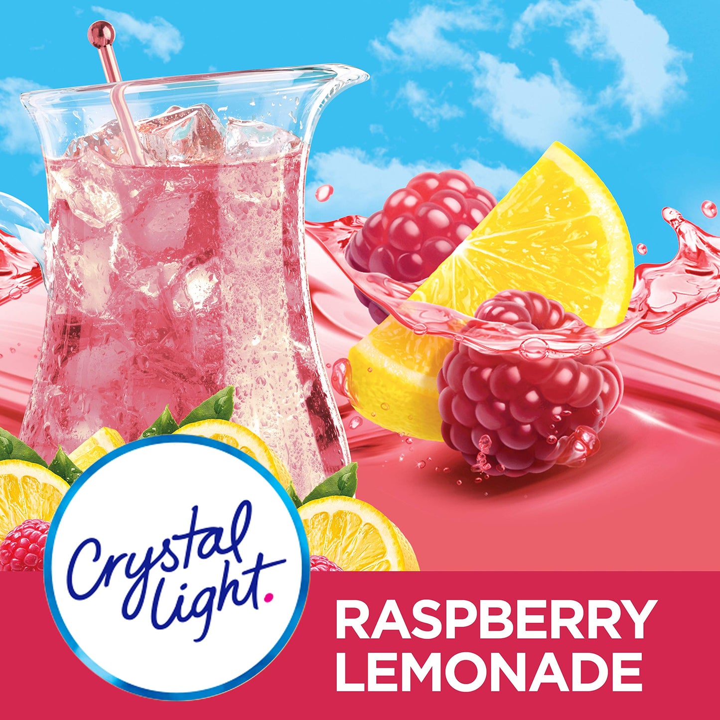 Crystal Light Raspberry Lemonade Drink Mix (16 Pitcher Packets, 4 Canisters of 4) (Packaging may vary)