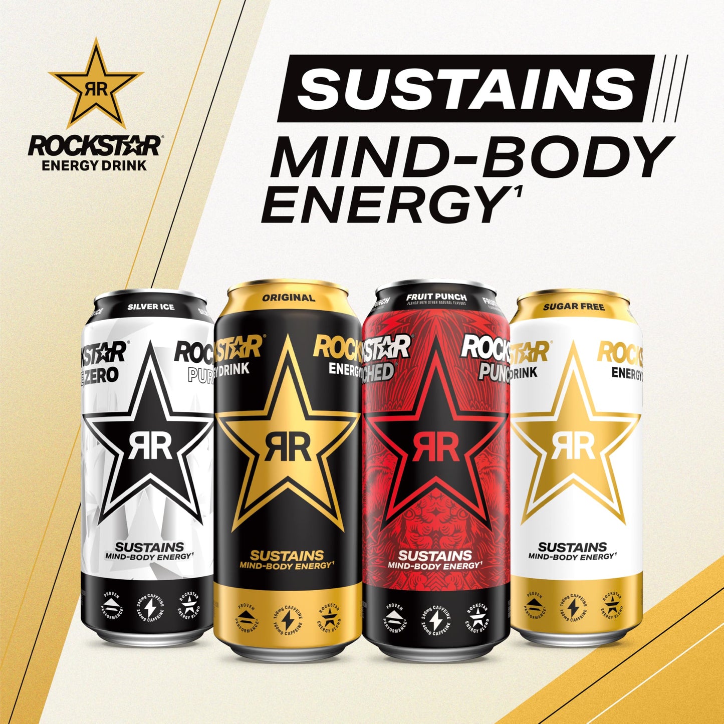 Rockstar Pure Zero Energy Drink Variety Pack, 0 Sugar, Caffeine, 16oz Cans, Assorted Flavors, 12 Pack