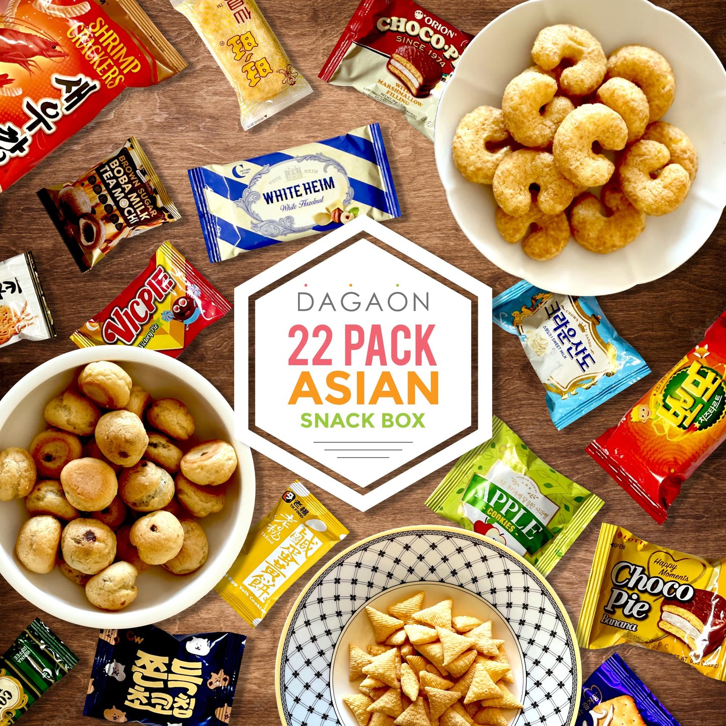 Dagaon Asian Snack Box 22 Count - Snacks From Korea, Japan, China, Indonesia, Taiwan, Vietnam, Etc. Assortment Of Chip, Ramen, B