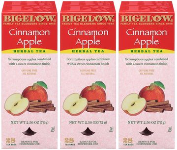 Bigelow Cinnamon Apple Herbal Tea Bags 28-Count Box (Pack Of 3) Cinnamon Apple Hibiscus Flavored Herbal Tea Bags All Natural Non