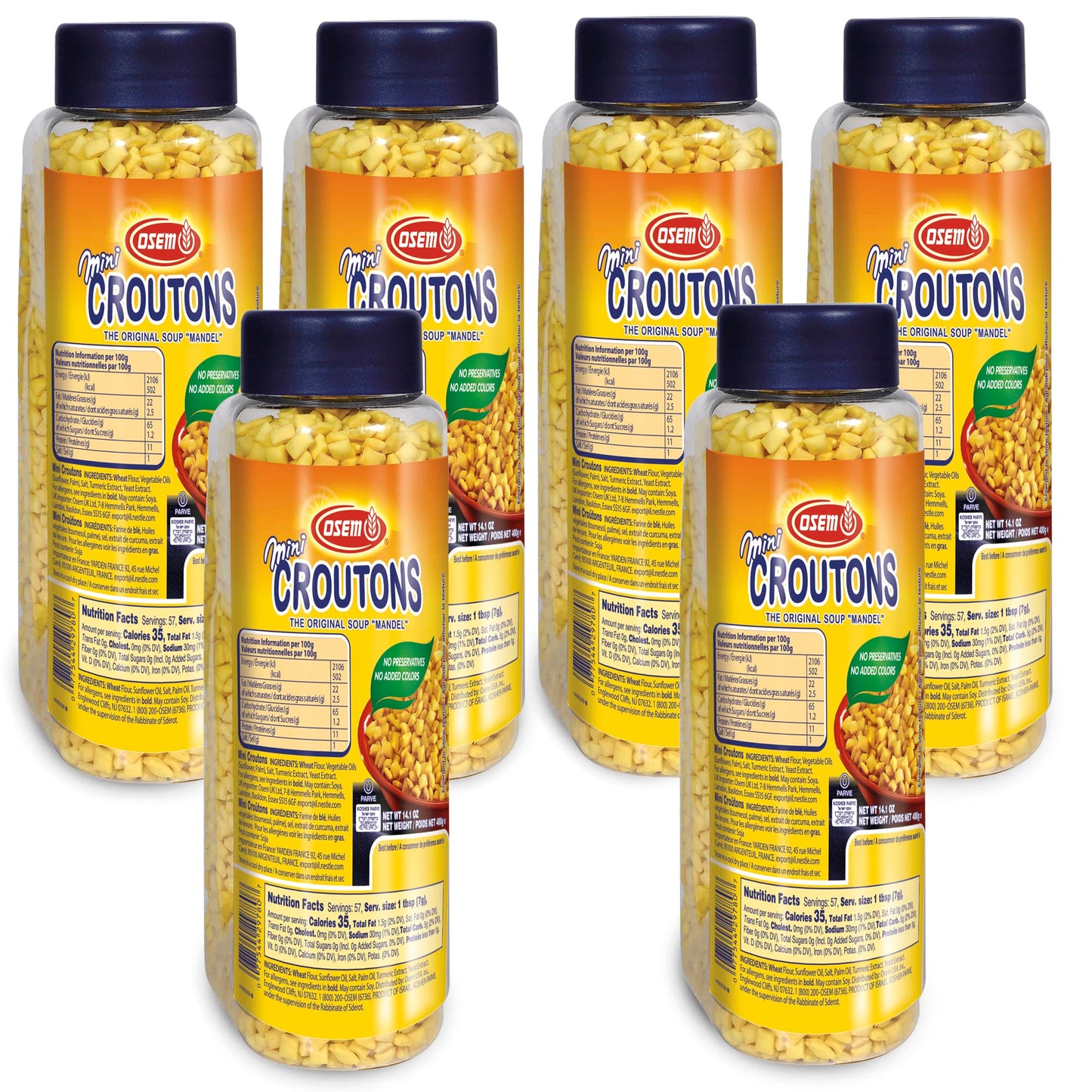 Osem Mini Croutons, Original Mini Mandel, 14.1 Oz (6 Pack)