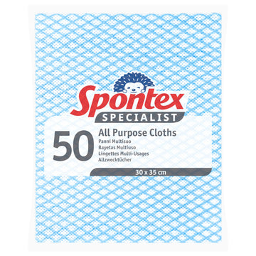 Spontex Specialist All Purpose Cleaning Cloths, Blue (Pack Of 50)