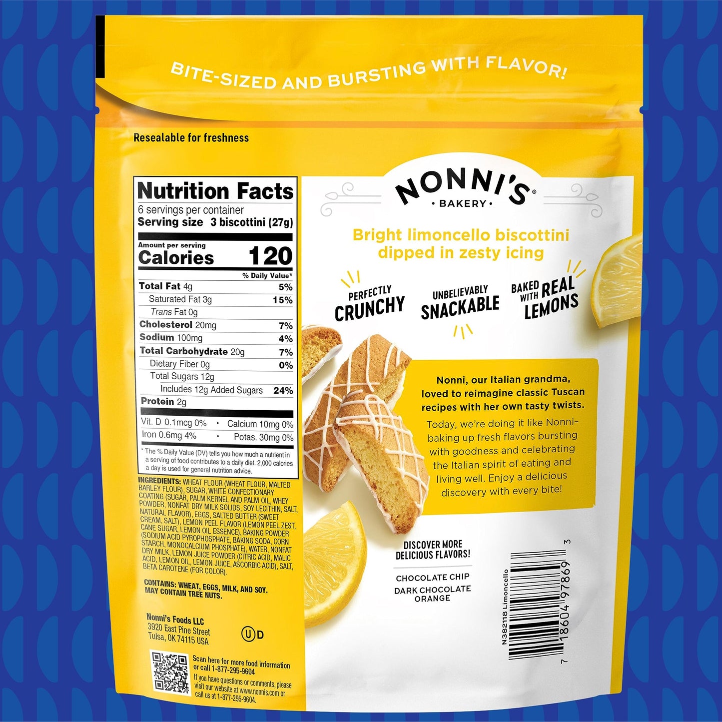 Nonni'S Biscotti Style Bite Sized Twice Baked Crispy Cookie Bites - Kosher - 4.8Oz, Limoncello Biscottini (Pack Of 6)